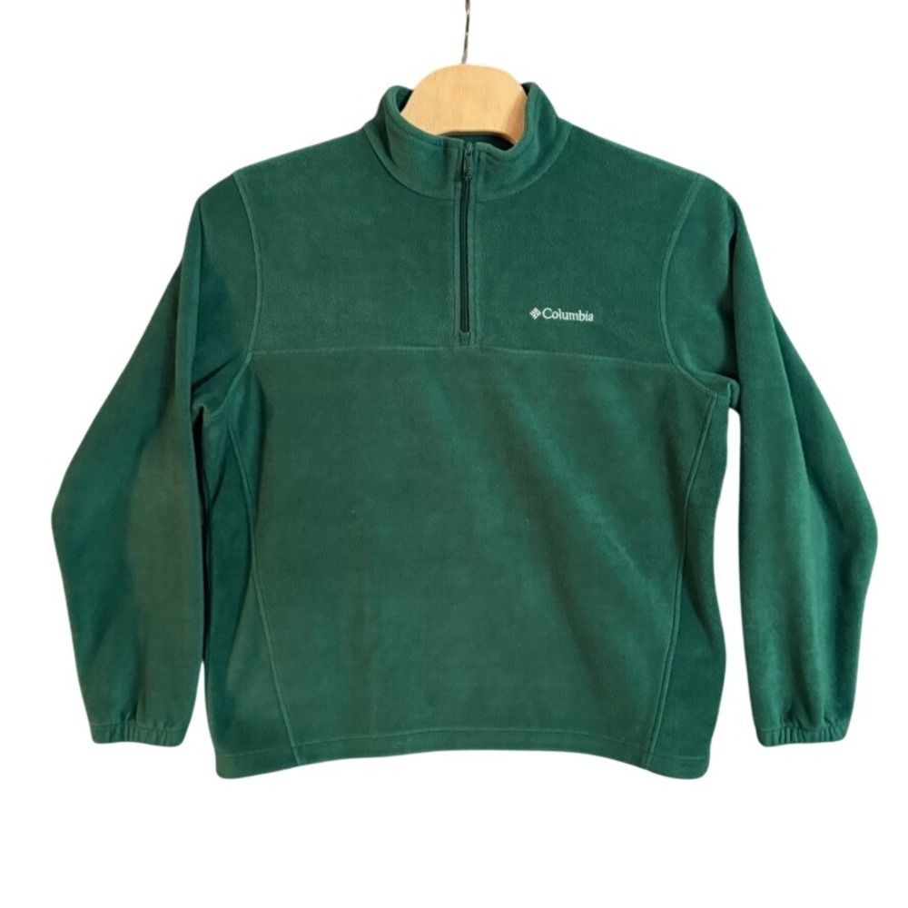 Columbia Mens XL Green Fleece Quarter Zip Pullover Sweater Mock Neck RN69724